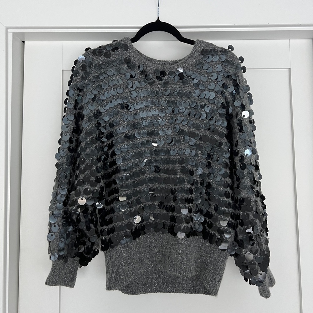 Gray Sequin Sweater - image 5
